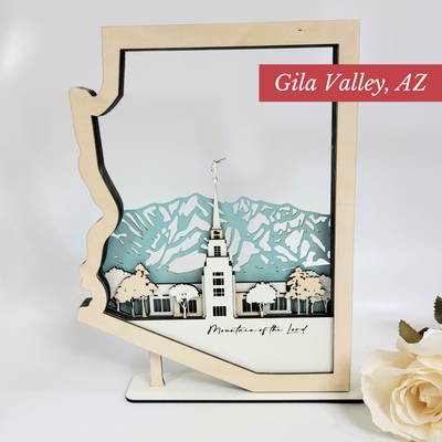 Gila Valley Arizona Temple LDS Customized Temple State Sign, Laser cut and fully assembled