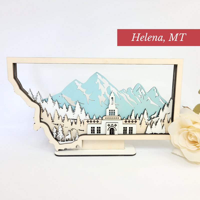Helena Montana Temple LDS Customized Temple State Sign, Laser cut and fully assembled