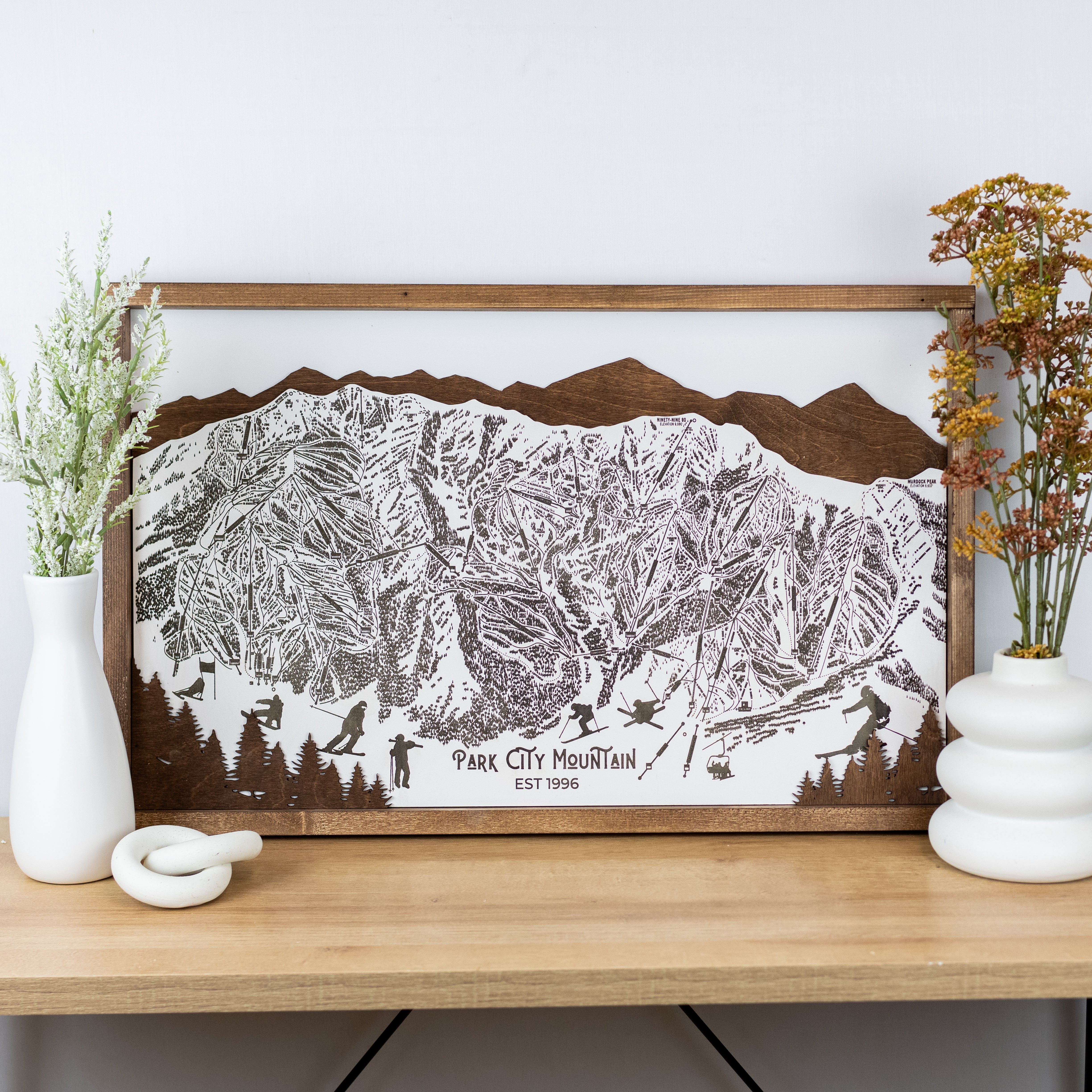 Park City Mountain Wooden Ski Map | Engraved Trail Art – Tiny 3D