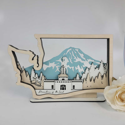 Columbia River, Washington Temple LDS Customized Temple State Sign , Laser cut and fully assembled