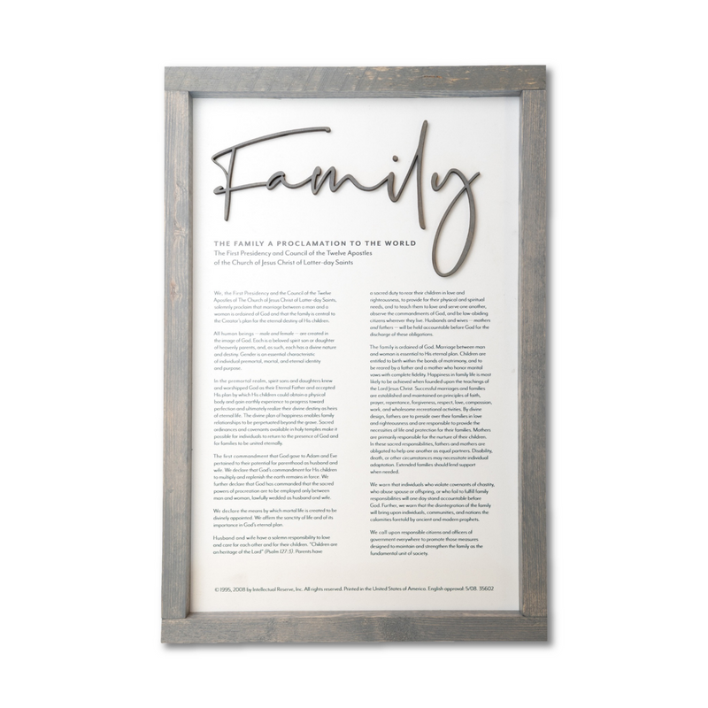 The Family: A Proclamation to the World | LDS Proclamations Modern Wall Décor Signs - Tiny 3D Temples