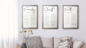 The Living Christ, The Family: A Proclamation to the World, The Articles of Faith | LDS Proclamations Modern Wall Décor Signs - Tiny 3D Temples
