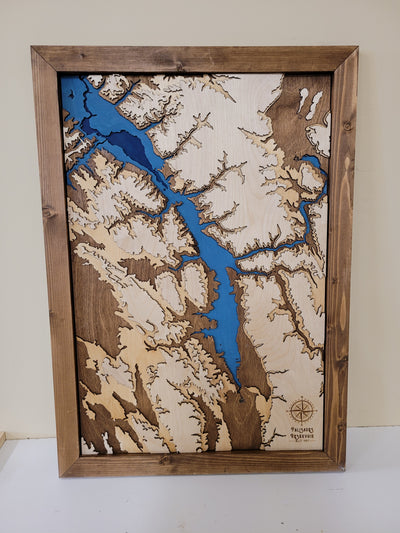 Palisades Reservoir Idaho Laser Engraved Topo Map