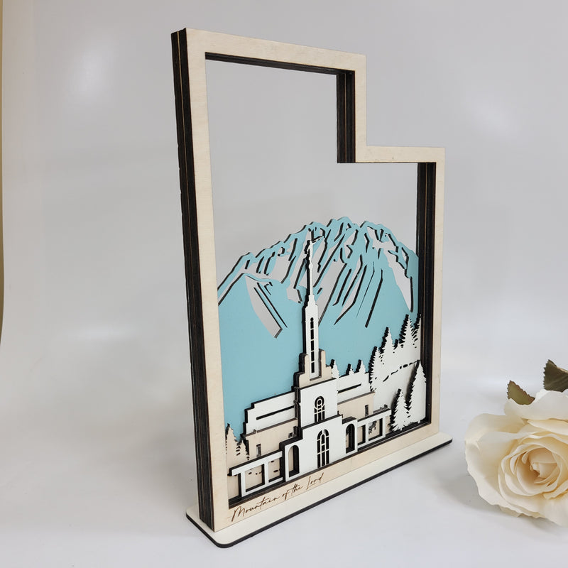 Mount Timpanogos Utah Temple LDS Customized Temple State Sign, Laser cut and fully assembled