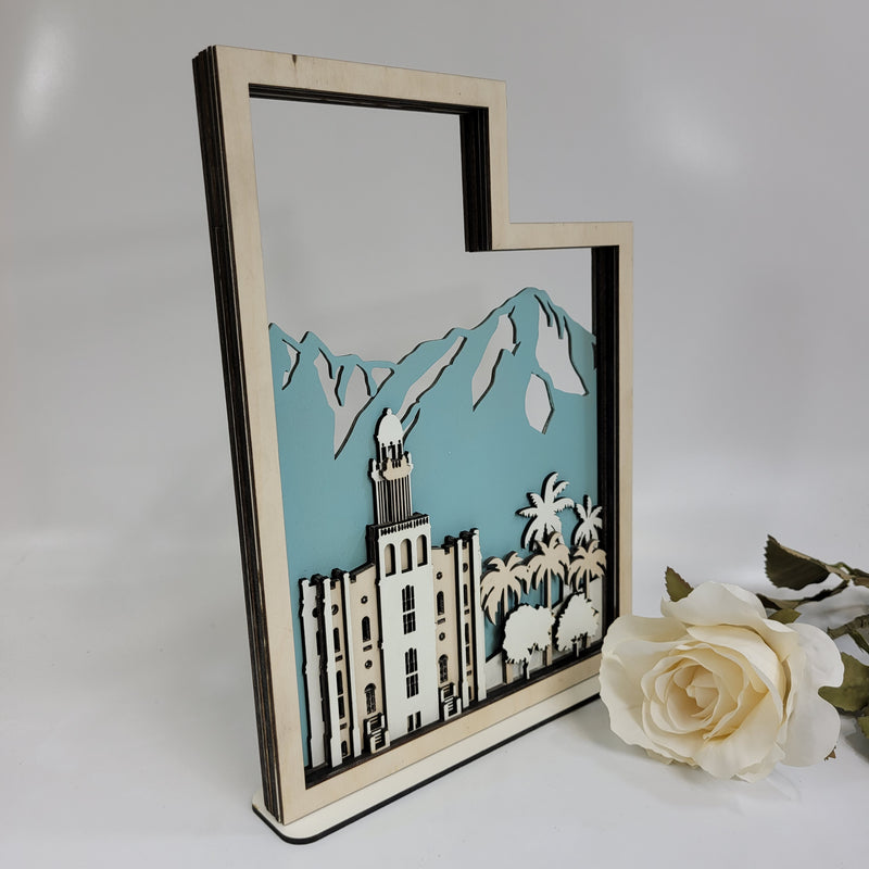 St George Utah Temple LDS Customized Temple State Sign, Laser cut and fully assembled