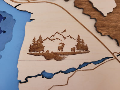 Henry's Lake Idaho Laser Engraved Topo Map