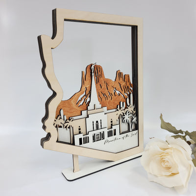 Gilbert Arizona Temple LDS Customized Temple State Sign, Laser cut and fully assembled