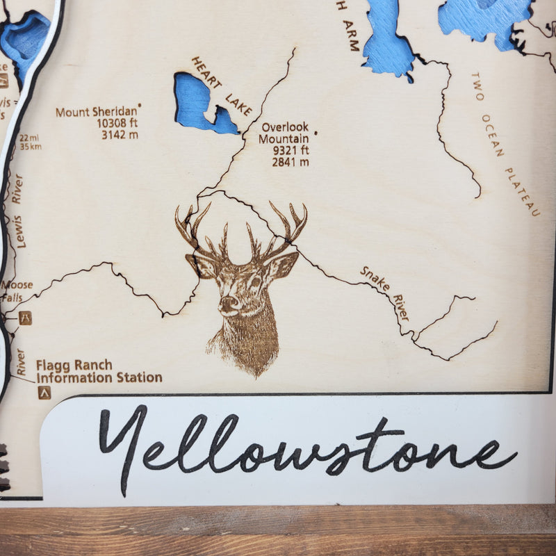 Yellowstone National Park Laser Engraved Topographic Map Sign