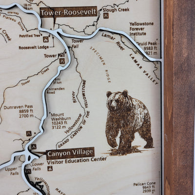 Yellowstone National Park Laser Engraved Topographic Map Sign