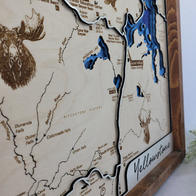 Yellowstone Laser Engraved Topo Map