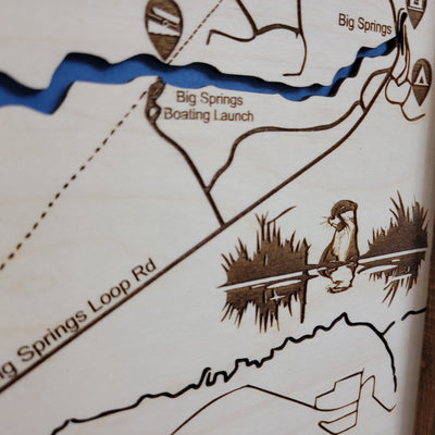 Mack's Inn Big Springs Laser Engraved Topographic Map