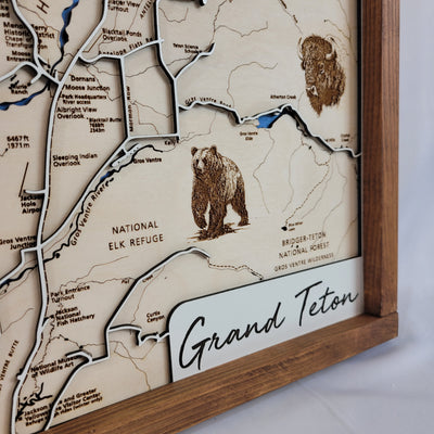 Grand Teton Laser Engraved Topo Map