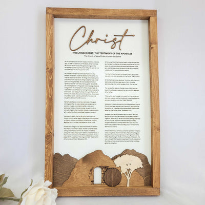 Proclamation Themes- The Family, Mountain Proclamation The Living Christ, Empty Tomb Proclamation The Articles of Faith, Tree of Life Proclamation The Restoration, Sacred Grove Proclamation