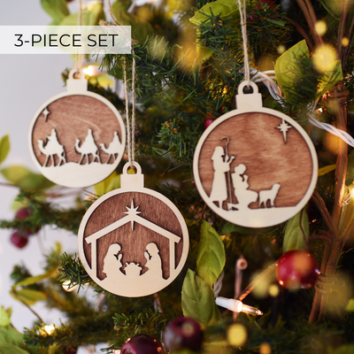 Kallie's Fundraiser Wooden Nativity Christmas Ornament Set