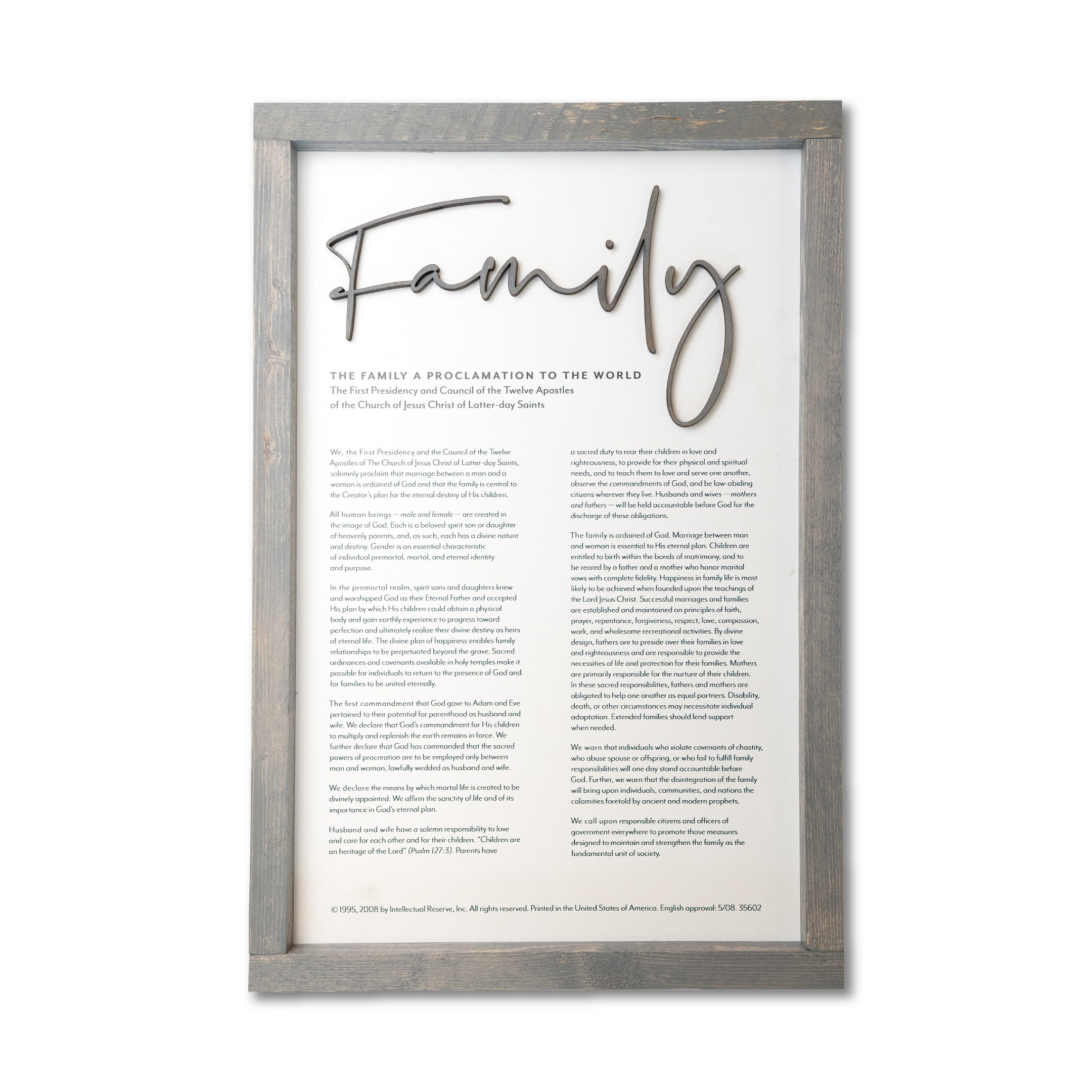 Modern Family Proclamation Sign | Engraved LDS Wall Art – Tiny 3D Temples