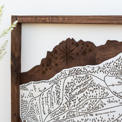 Bogus Basin Ski Resort Map Sign | Laser Engraved & Framed Wall Art