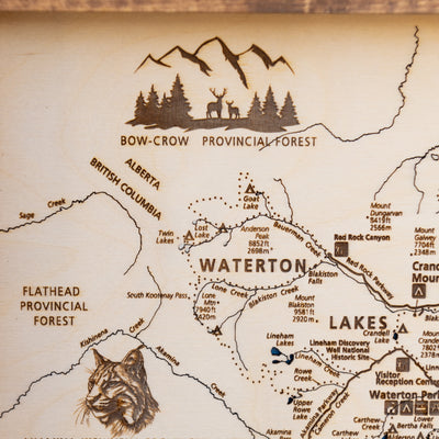 Glacier National Park Topo Map Sign | Laser Engraved & Framed Wall Art