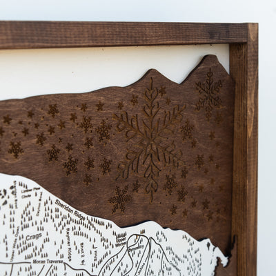 Jackson Hole Ski Resort Map Sign | Laser Engraved & Framed Wall Art