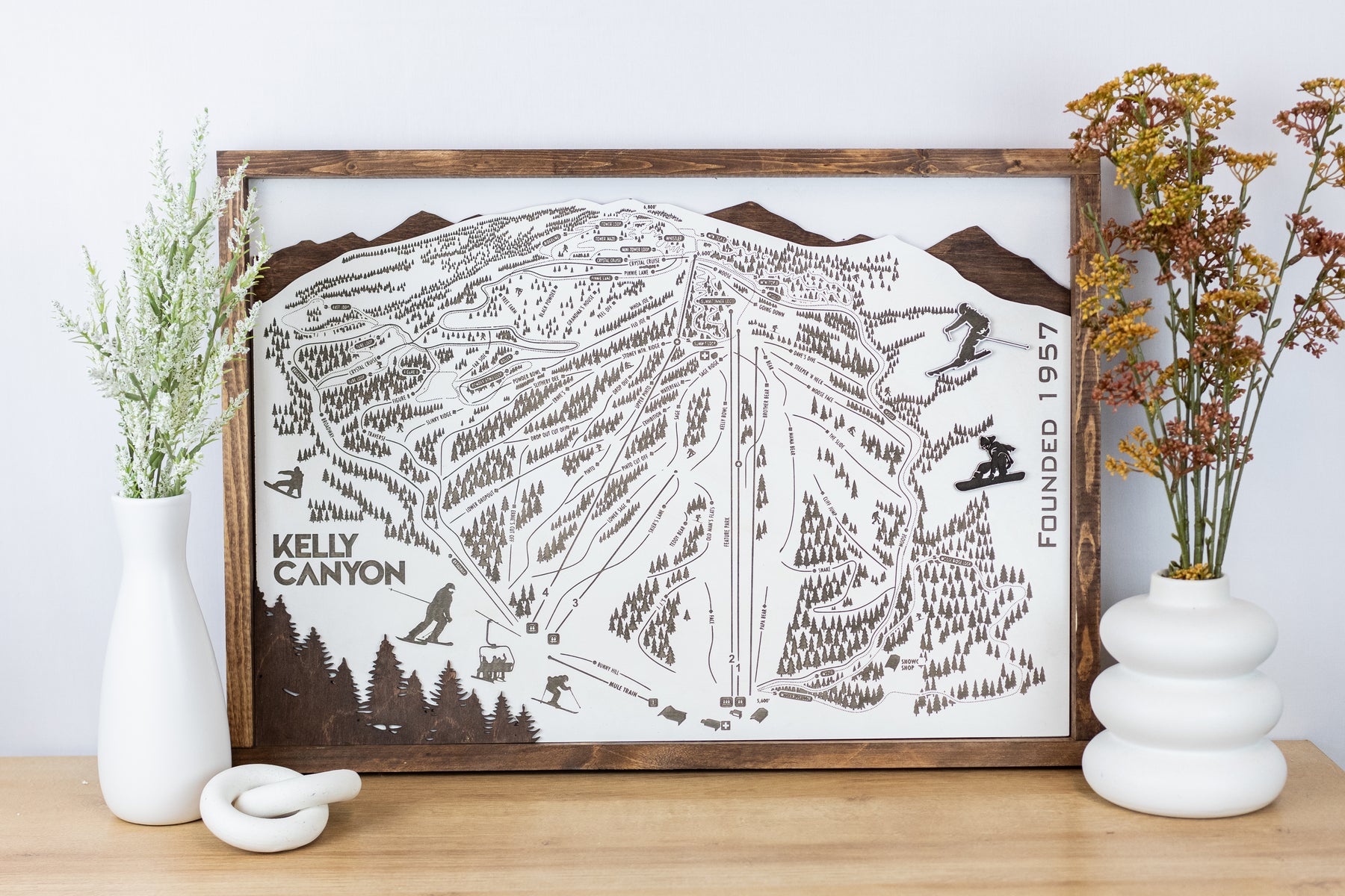 Kely Map Kelly Canyon Ski Resort Trail Map Sign | Framed Wooden Ski Decor – Tiny ...