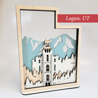 Logan, Utah Temple LDS Customized Temple State Sign, Laser cut and fully assembled