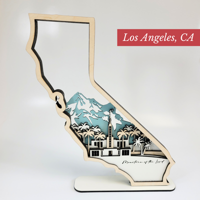 Los Angeles, California Temple LDS Customized Temple State Sign, Laser cut and fully assembled
