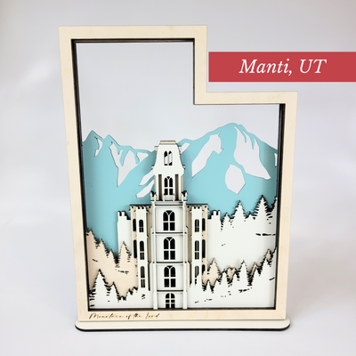 Manti, Utah Temple LDS Customized Temple State Sign, Laser cut and fully assembled