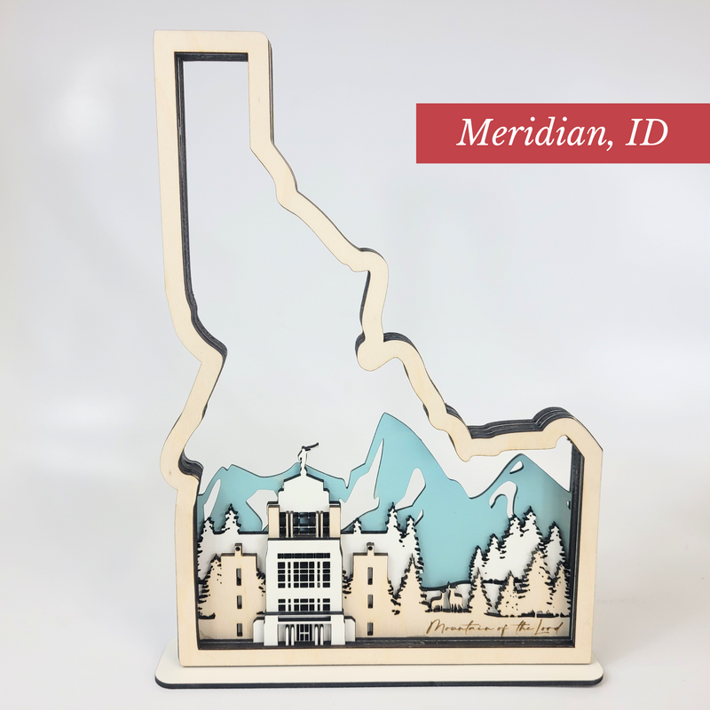 Meridian, Idaho Temple LDS Customized Temple State Sign, Laser cut and fully assembled