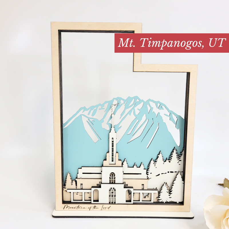 Mount Timpanogos Utah Temple LDS Customized Temple State Sign, Laser cut and fully assembled