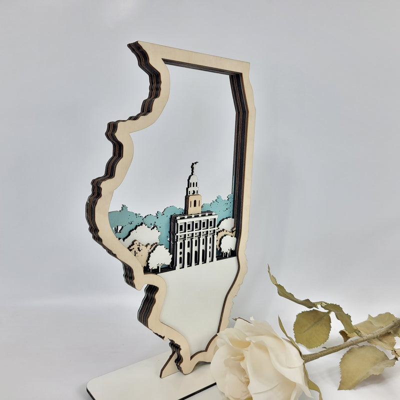 Nauvoo Illinois Temple LDS Customized Temple State Sign, Laser cut and fully assembled