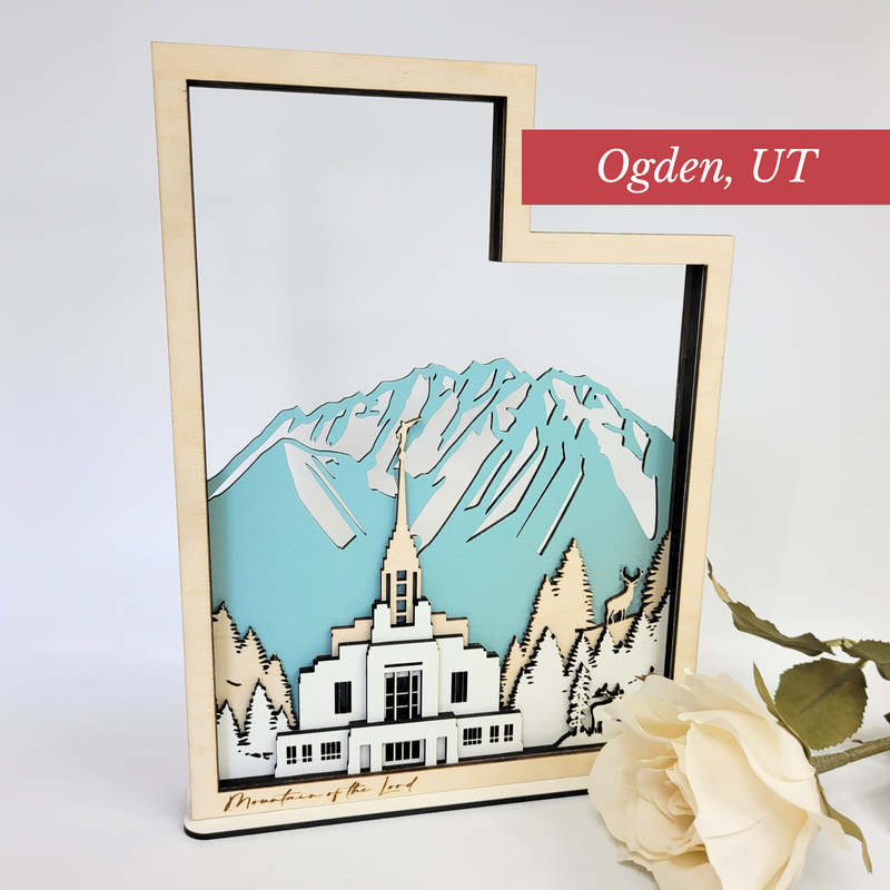 Ogden Utah Temple LDS Customized Temple State Sign, Laser cut and fully assembled