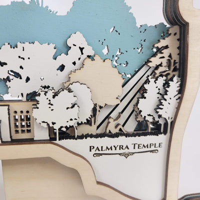 Palmyra New York Temple LDS Customized Temple State Sign, Laser cut and fully assembled