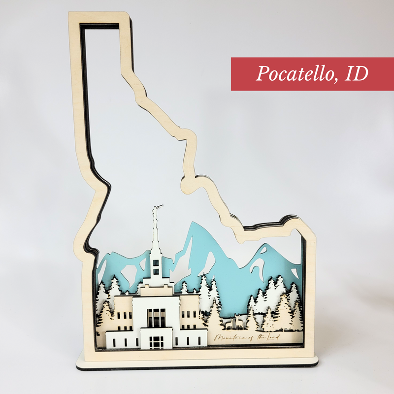 Pocatello, Idaho Temple LDS Customized Temple State Sign, Laser cut and fully assembled