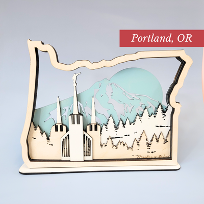 Portland, Oregon Temple LDS Customized Temple State Sign, Laser cut and fully assembled