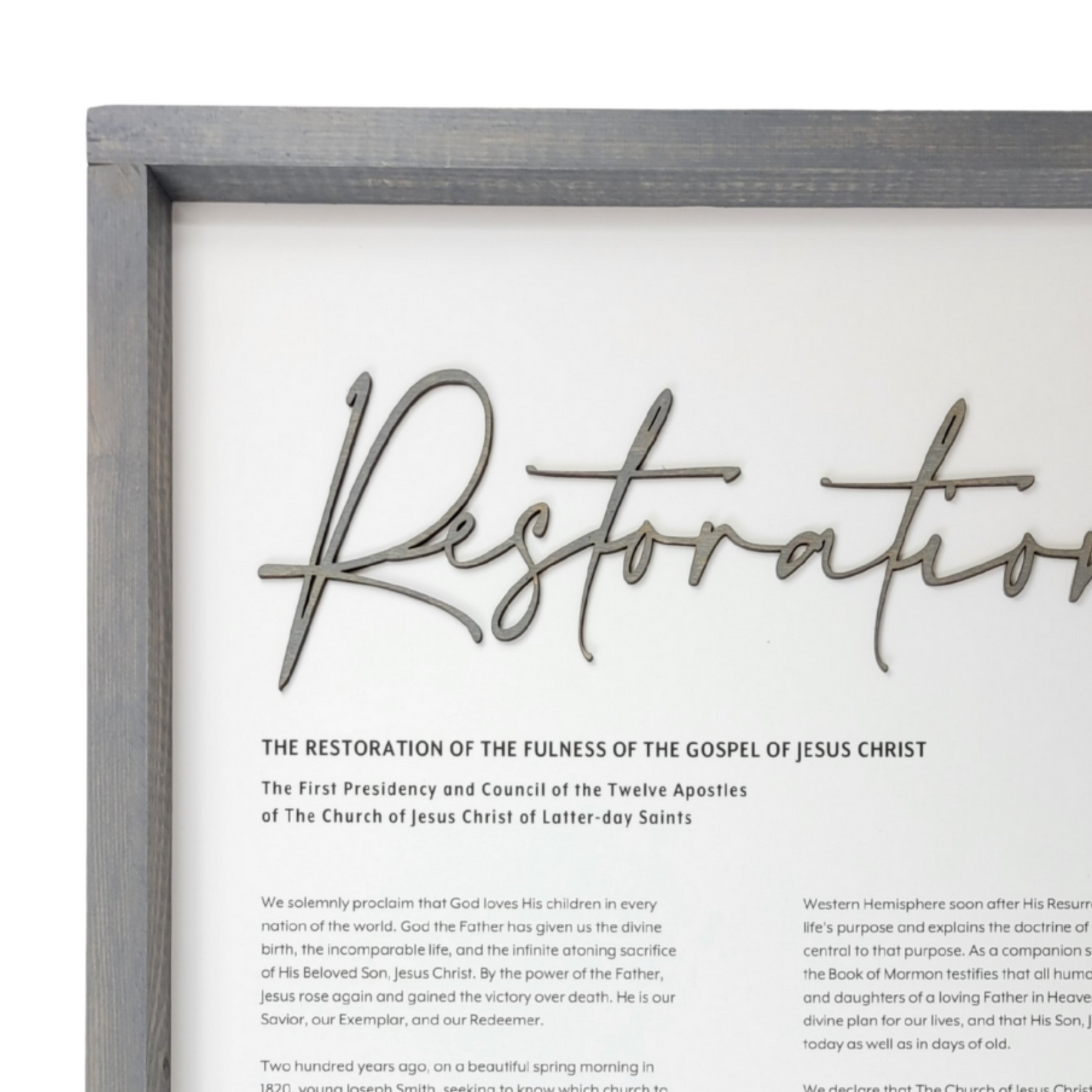 Proclamation Decorative Modern LDS Proclamation Sign Set – 4 Engraved Signs