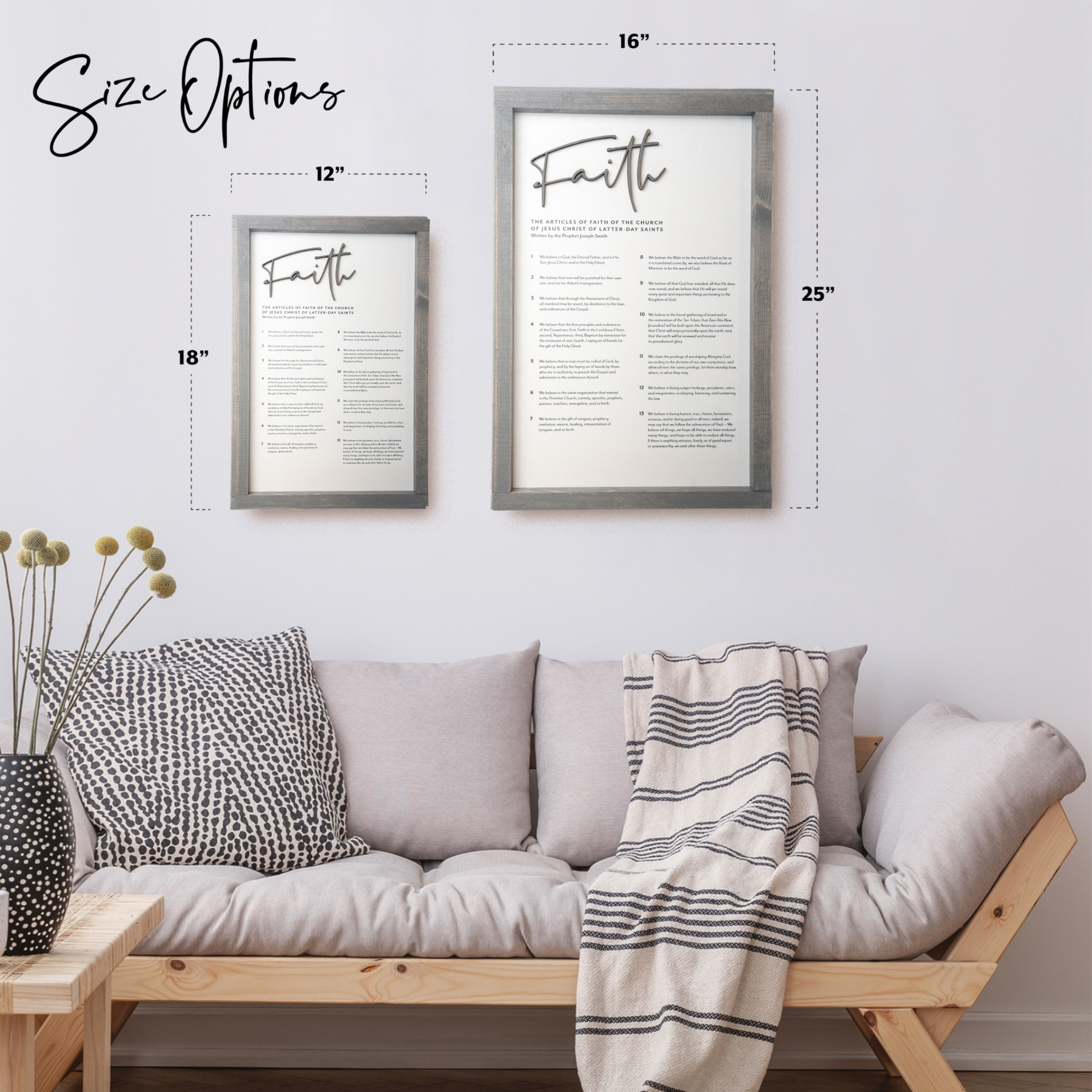 Modern Articles of Faith Sign | LDS Minimalist Wall Art – Tiny 3D Temples