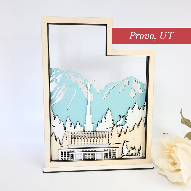 Provo Utah Temple LDS Customized Temple State Sign, Laser cut and fully assembled