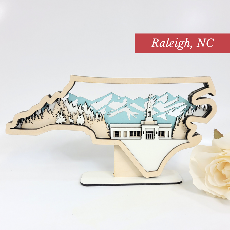 Raleigh North Carolina Temple LDS Customized Temple State Sign, Laser cut and fully assembled