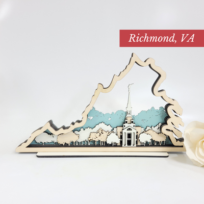 Richmond Virginia Temple LDS Customized Temple State Sign, Laser cut and fully assembled