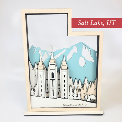 Salt Lake, Utah Temple LDS Customized Temple State Sign, Laser cut and fully assembled