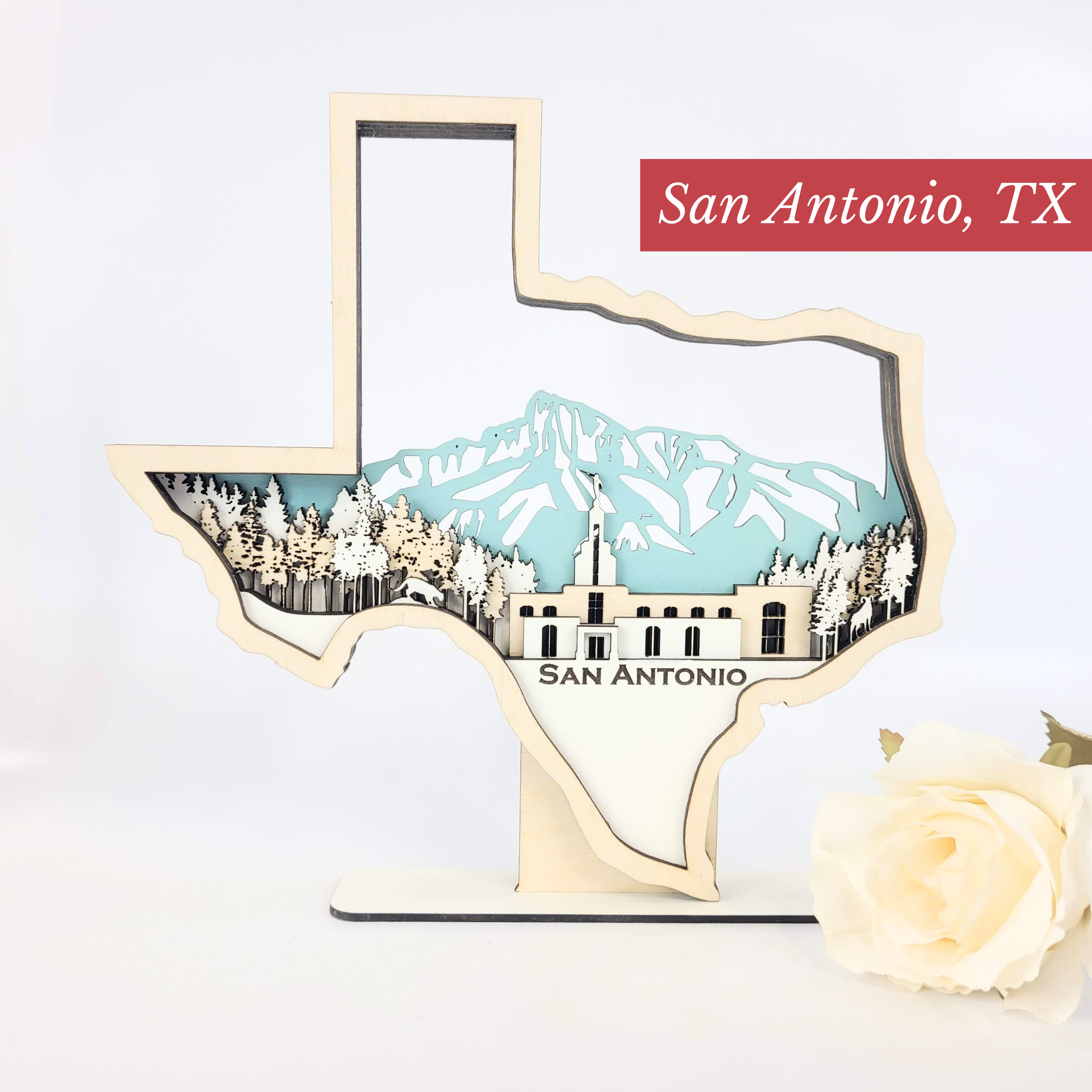 Temple Sign Hard San Antonio Texas Temple LDS Customized Temple State Sign, Laser cut a ...