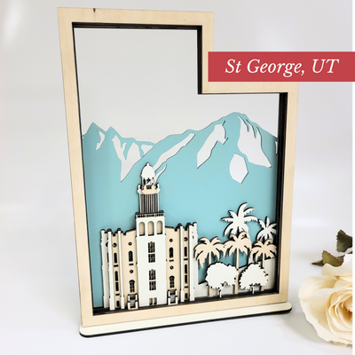 St George Utah Temple LDS Customized Temple State Sign, Laser cut and fully assembled