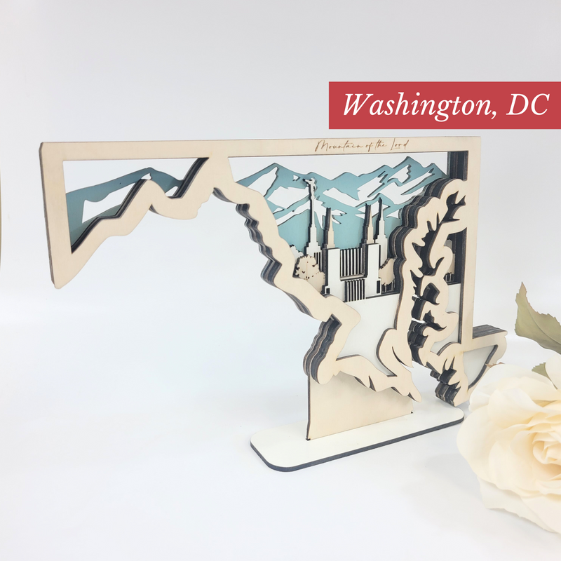 Washington DC Maryland Temple LDS Customized Temple State Sign, Laser cut and fully assembled