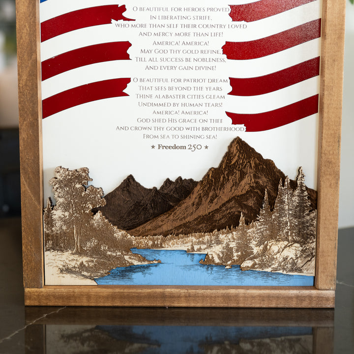 Declaration of Independence & America The Beautiful Sign & Framed