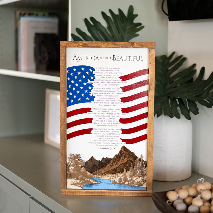 Declaration of Independence & America The Beautiful Sign & Framed
