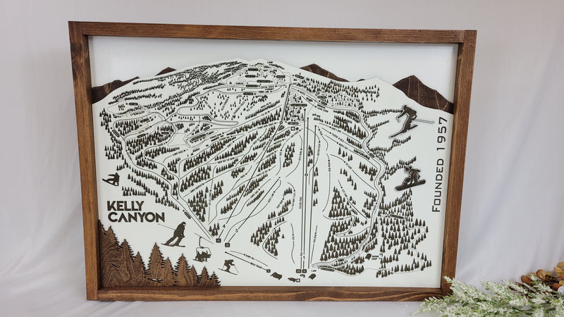 Kelly Canyon Ski Resort Laser Engraved Map
