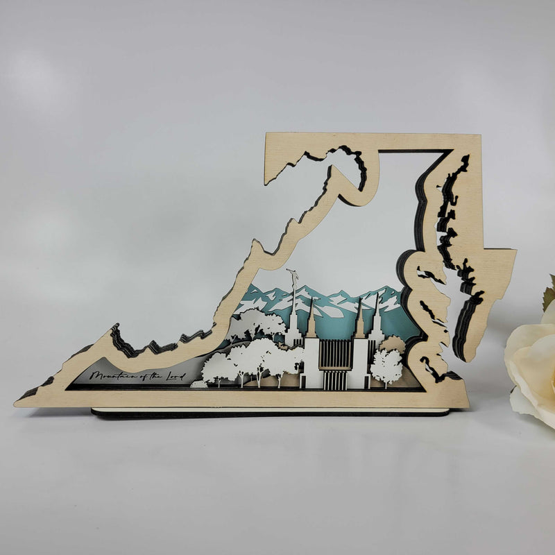 LDS Customized Temple State Sign (Washington D.C., Maryland/Virginia Temple), Laser cut and fully assembled
