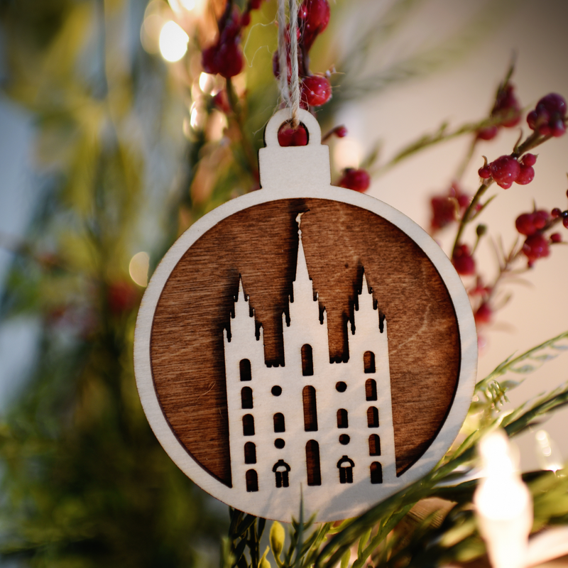 Mix & Match 12-Set | Wooden Temple Christmas Ornaments