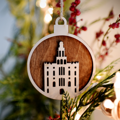 Mix & Match 12-Set | Wooden Temple Christmas Ornaments