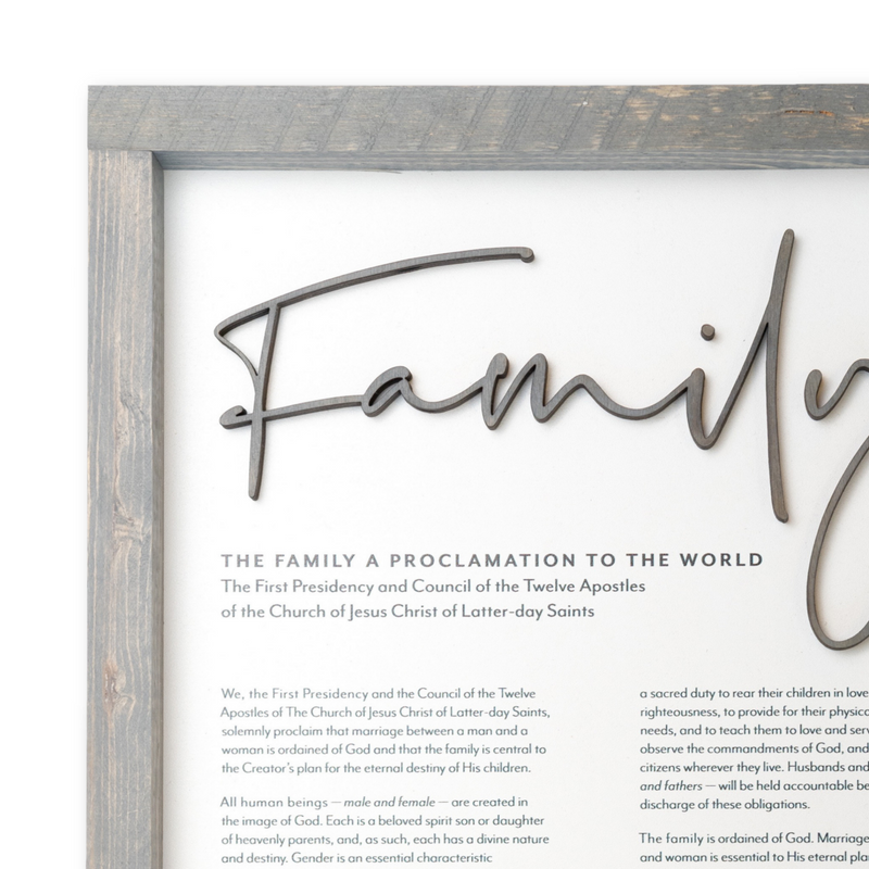 The Family: A Proclamation to the World | LDS Proclamations Modern Wall Décor Signs - Tiny 3D Temples