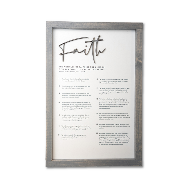 The Articles of Faith | LDS Proclamations Modern Wall Décor Signs - Tiny 3D Temples